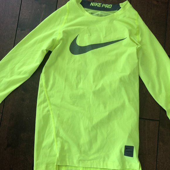 Nike Pro DriFit Compression Top Neon Yellow Large - Picture 2 of 3